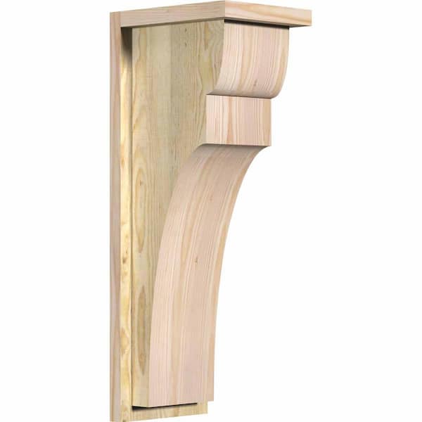 Ekena Millwork 8 in. x 10 in. x 26 in. Douglas Fir Yorktown Rough Sawn Corbel with Backplate