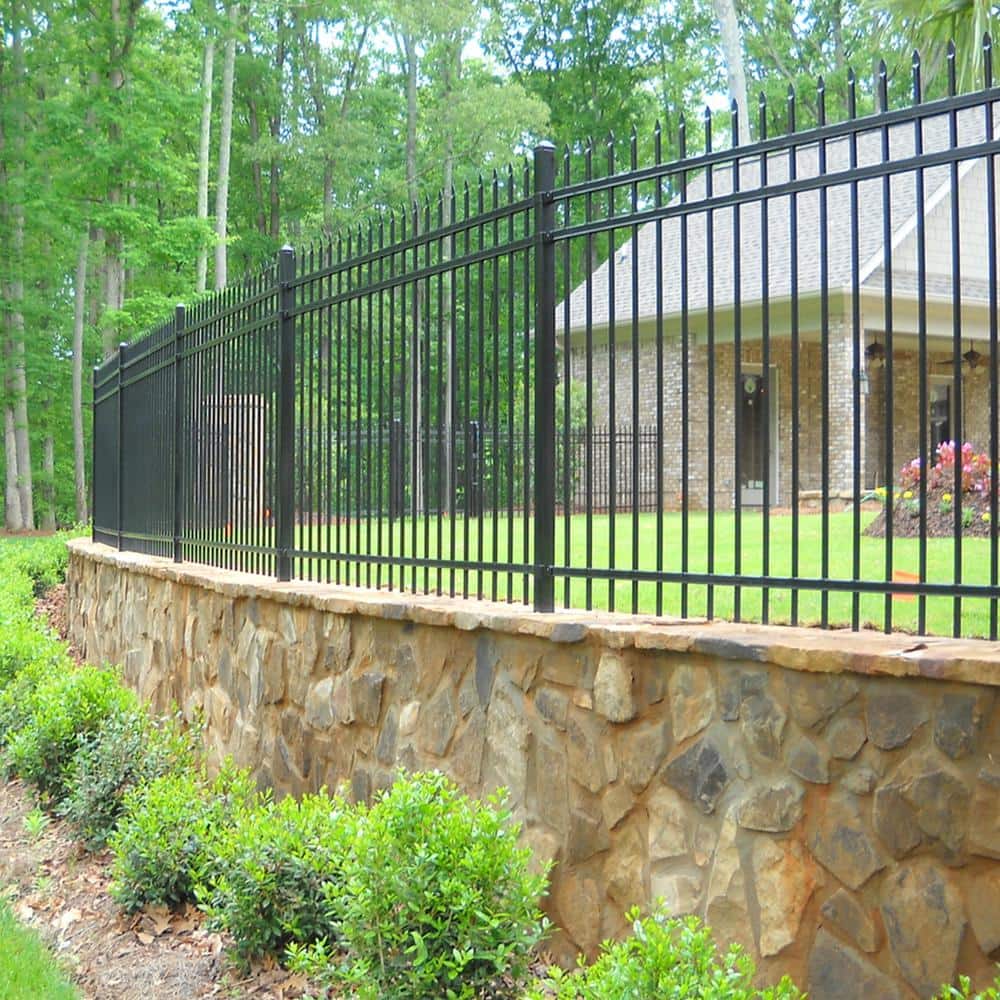 ALEKO 64-Foot Black Steel 8-Panel Straight Top Fence Kit
