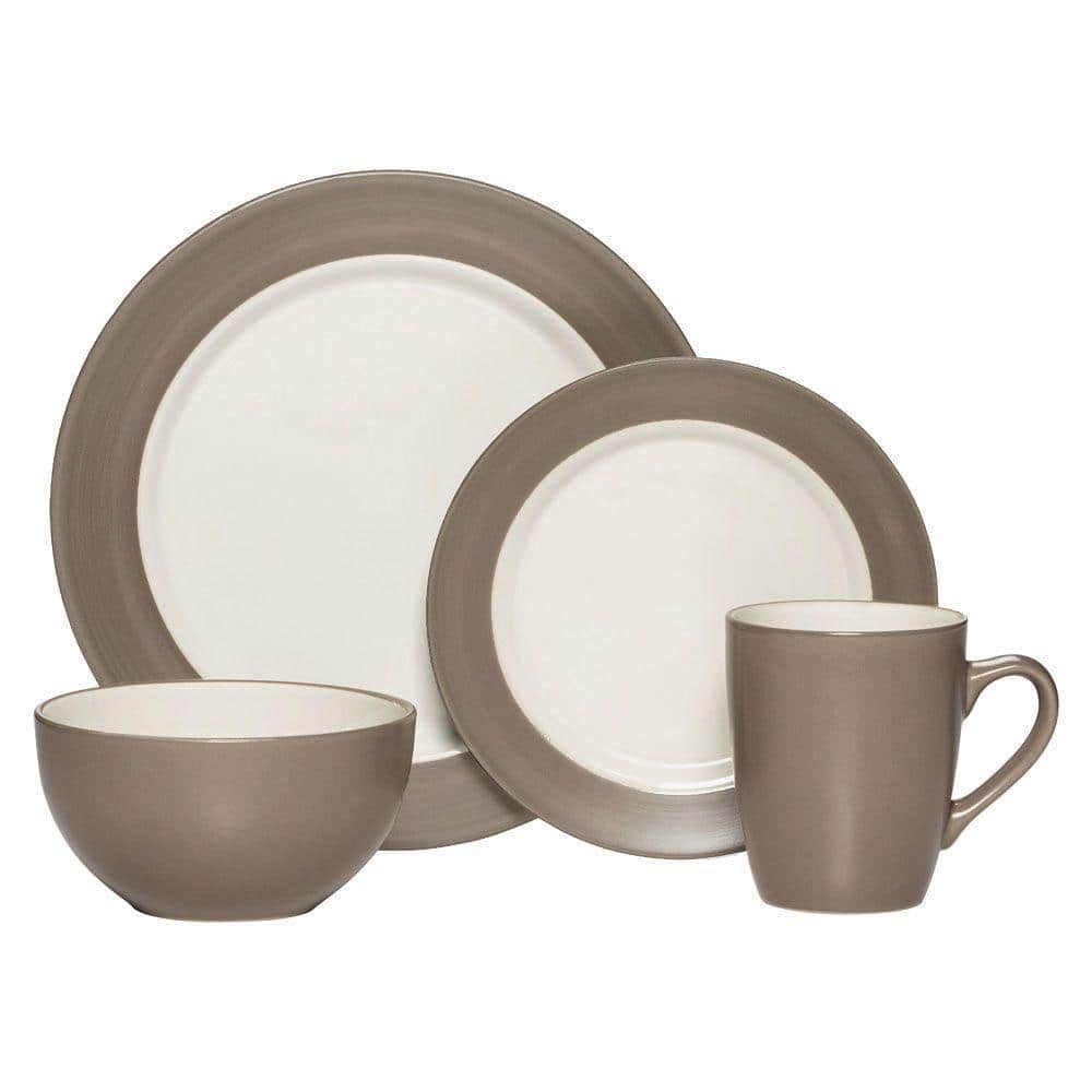 16-Piece Dinnerware Set Stoneware Kitchen Dinner Plates Bowls Mugs Dishes Taupe 