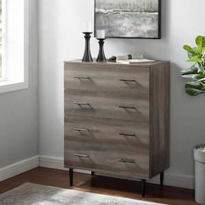 40 in H. 4 Drawer Grey Wash Wood Dresser with Tapered Legs