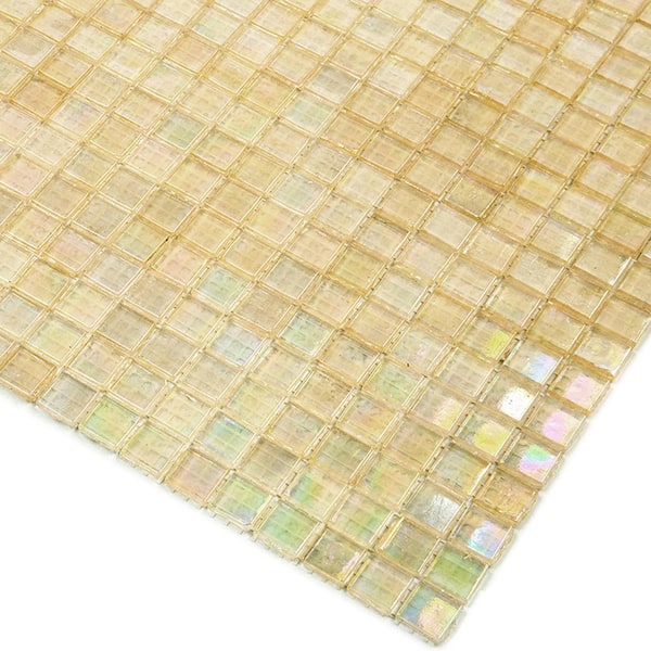 Skosh 11.6 in. x 11.6 in. Glossy Light Fawn Beige Glass Mosaic Wall and Floor Tile (18.69 sq. ft./case) (20-pack)
