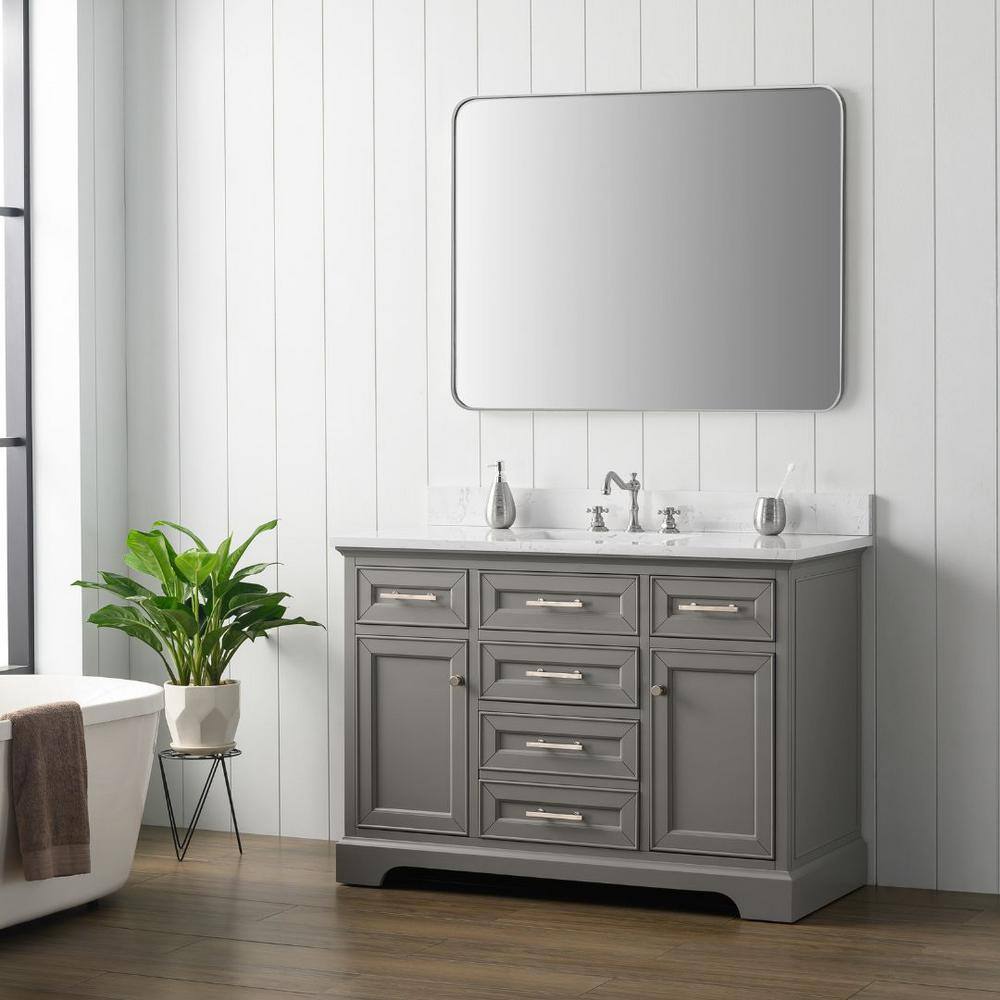 Thompson 48'' Gray Solid Wood Bathroom Vanity with Stone Top