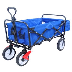 3.3 cu. ft. Steel Garden Cart with Drink Holder, Adjustable Handles, Blue
