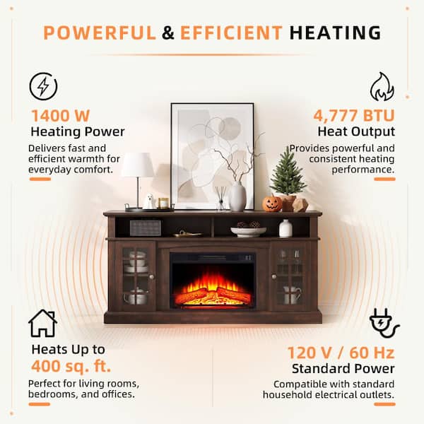 ToolCat 58.25 in. Freestanding Electric Fireplace TV Stand with 23