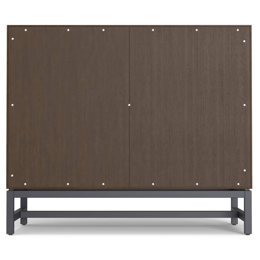 Walnut Brown Solid Wood and Metal 2-Door Sideboard Buffet