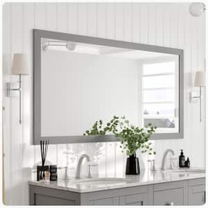New York 60 in. W x 30 in. H Framed Rectangular Bathroom Vanity Mirror in Grey