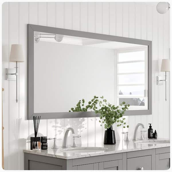 Eviva New York 60 in. W x 30 in. H Framed Rectangular Bathroom Vanity Mirror in Grey