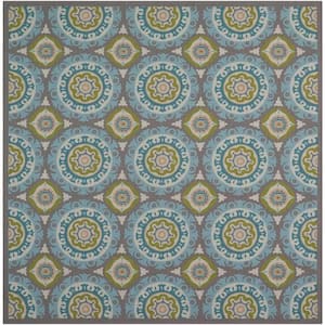 Sun N' Shade Jade 7 ft. x 7 ft. Medallions Contemporary Indoor/Outdoor Square Area Rug