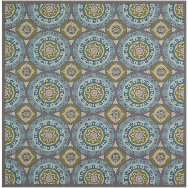 Sun N' Shade Jade 9 ft. x 9 ft. Medallions Contemporary Indoor/Outdoor Square Area Rug