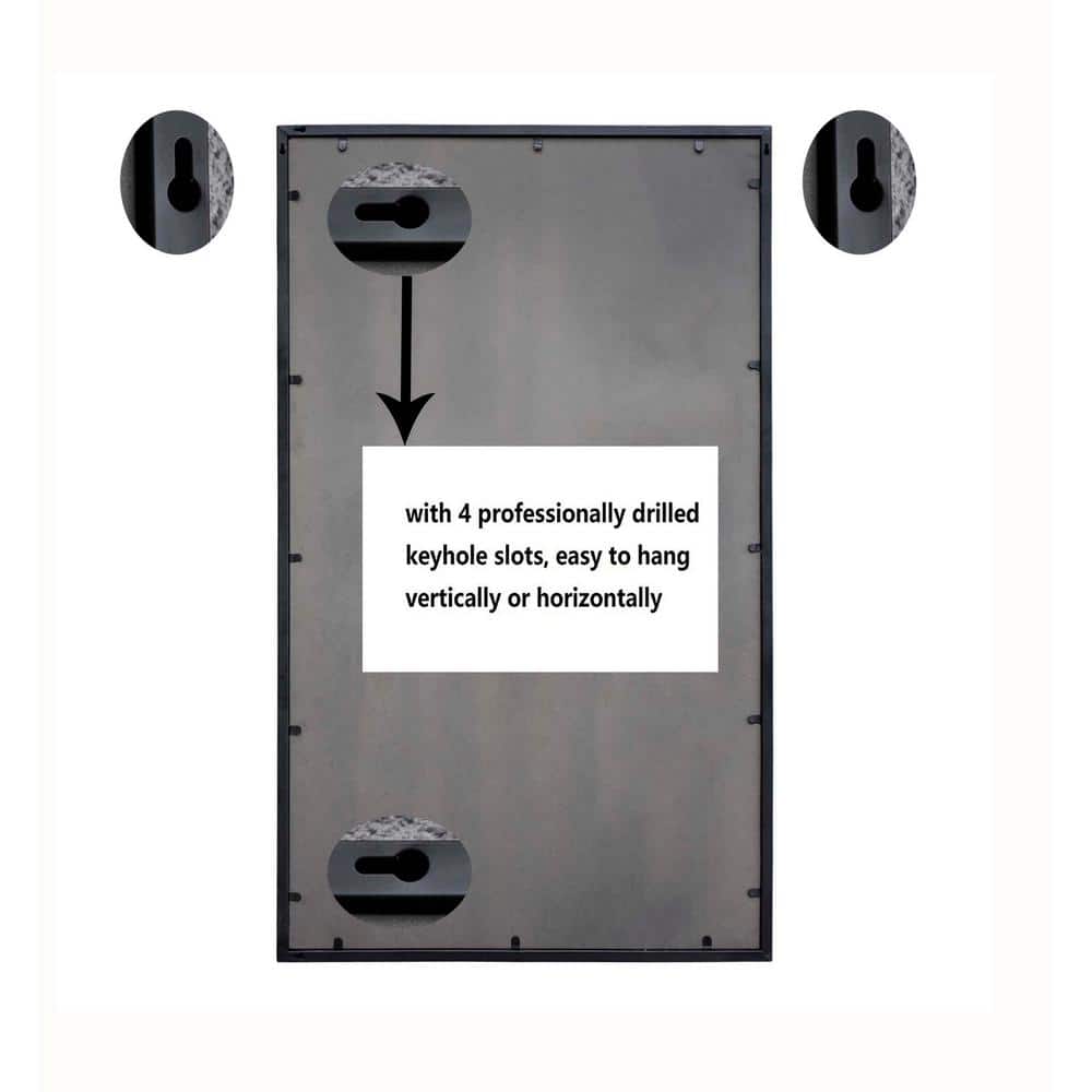 Elegant Classic 48" Rectangular Windowpane Wall Mirror in Black