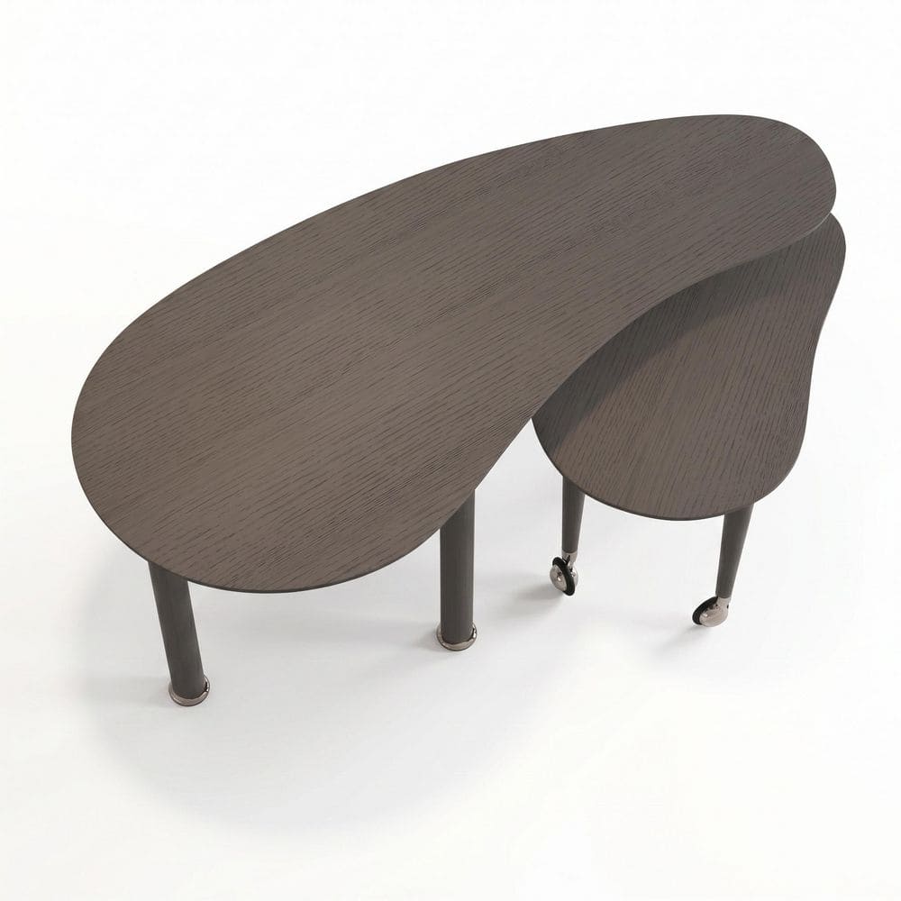47.24 in. Gray Specialty MDF Coffee Table Set with Solid Wood Legs for Living Room, Bedroom