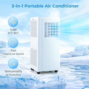 7100 (DOE) BTU Portable Air Conditioner Cools 350 Sq. Ft. with Dehumidifier Remote in White