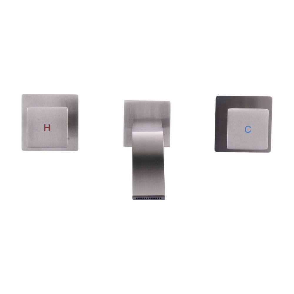 Double Handle Wall Mounted Waterfall Bathroom Faucet in Brushed Nickel price history on PriceWatchPro