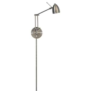 George's Reading Room 1-Light Brushed Nickel Task Wall Sconce