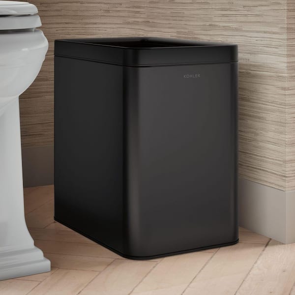 KOHLER 25-Liter Open-Top Trash Can in Black Stainless 31314-BST