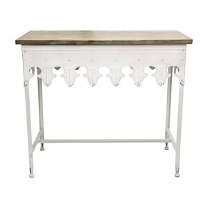 36 in. Antique White/Brown Standard Rectangle Wood Console Table with Wood Top
