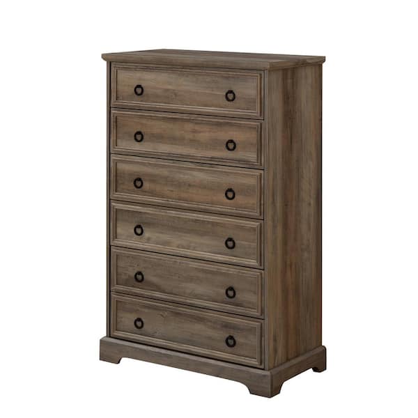 Gray Wash 6-Drawer 15.75 in.W Chest of Drawers