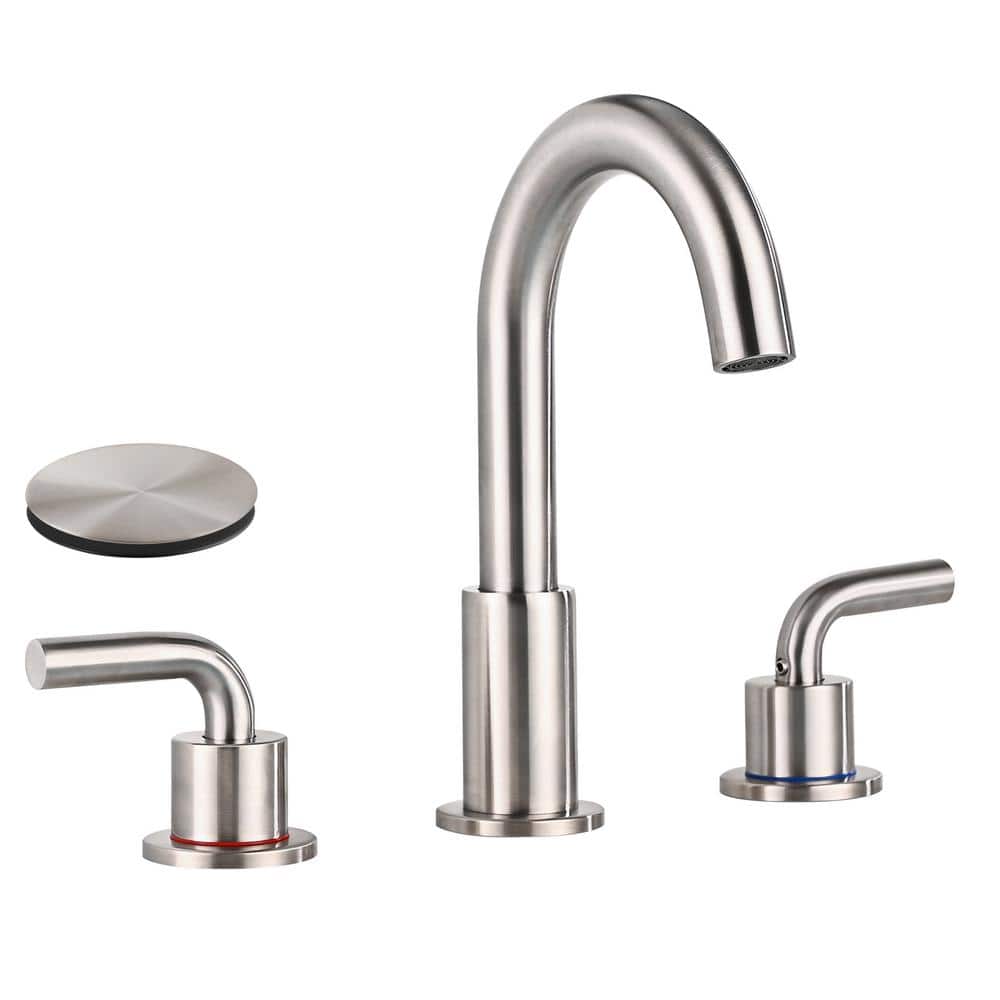 8 in. Widespread Bathroom Faucet 3 Hole Bathroom Sink Faucet with Pop-Up Dr