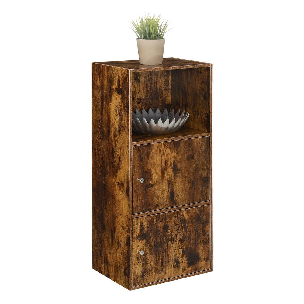 Traditional Barnwood Storage Cabinet with Shelving and Doors