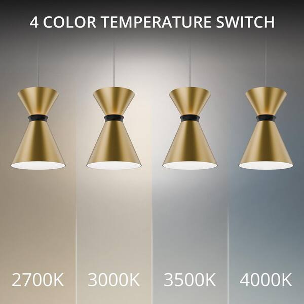 WAC Lighting Pin Up 8 in. Aged Brass/Black Mini-Pendant Light with