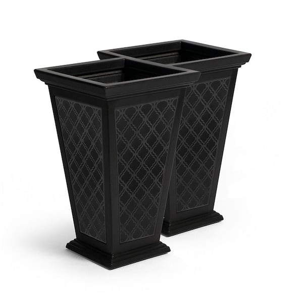 Tall 15 in. x 24 in. Black Plastic Casablanca Planter (2-Pack)