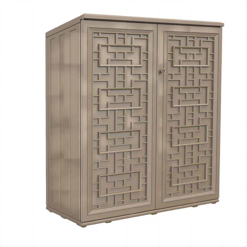 34 in. W x 15 in. D x 36 in. H Coffee HDPE Maze Pattern Outdoor Storage Cabinet with One Metal Shelf price history on PriceWatchPro