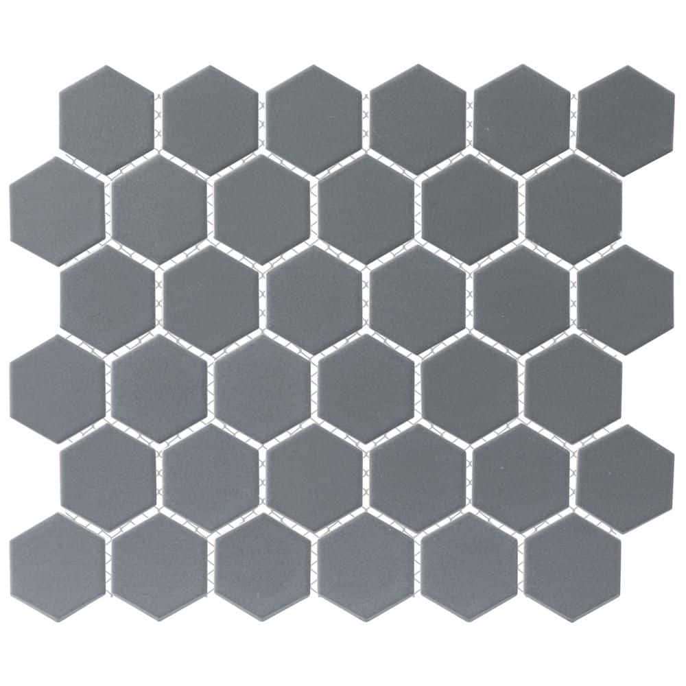 Metro 2 in. Hex Glossy Grey 11-1/8 in. x 12-5/8 in. Porcelain Mosaic Tile (10.0 sq. ft./Case) price history on PriceWatchPro