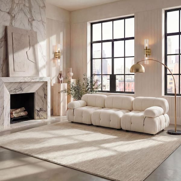 Vision Cream 9 ft. x 12 ft. Solid Area Rug