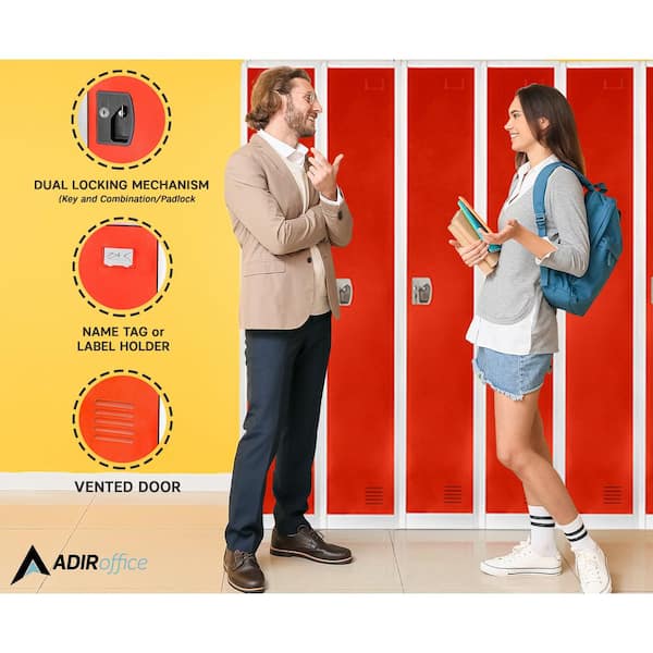 629-Series 72 in. H 1-Tier Steel Key Lock 2-Shelf Storage Locker Free Standing Cabinets in Red (2-Pack)