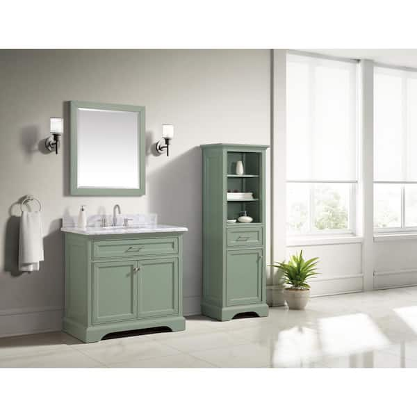 Windlowe 24 in. W x 32 in. H Rectangular Wood Framed Wall Bathroom Vanity Mirror in Sea Green finish