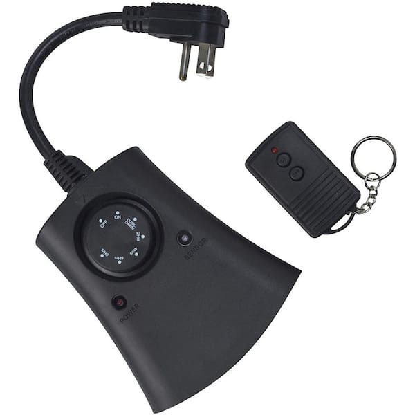 8.3 Amp 24-Hour Outdoor Wireless Remote Photocell 3-Outlet Control Timer, Black