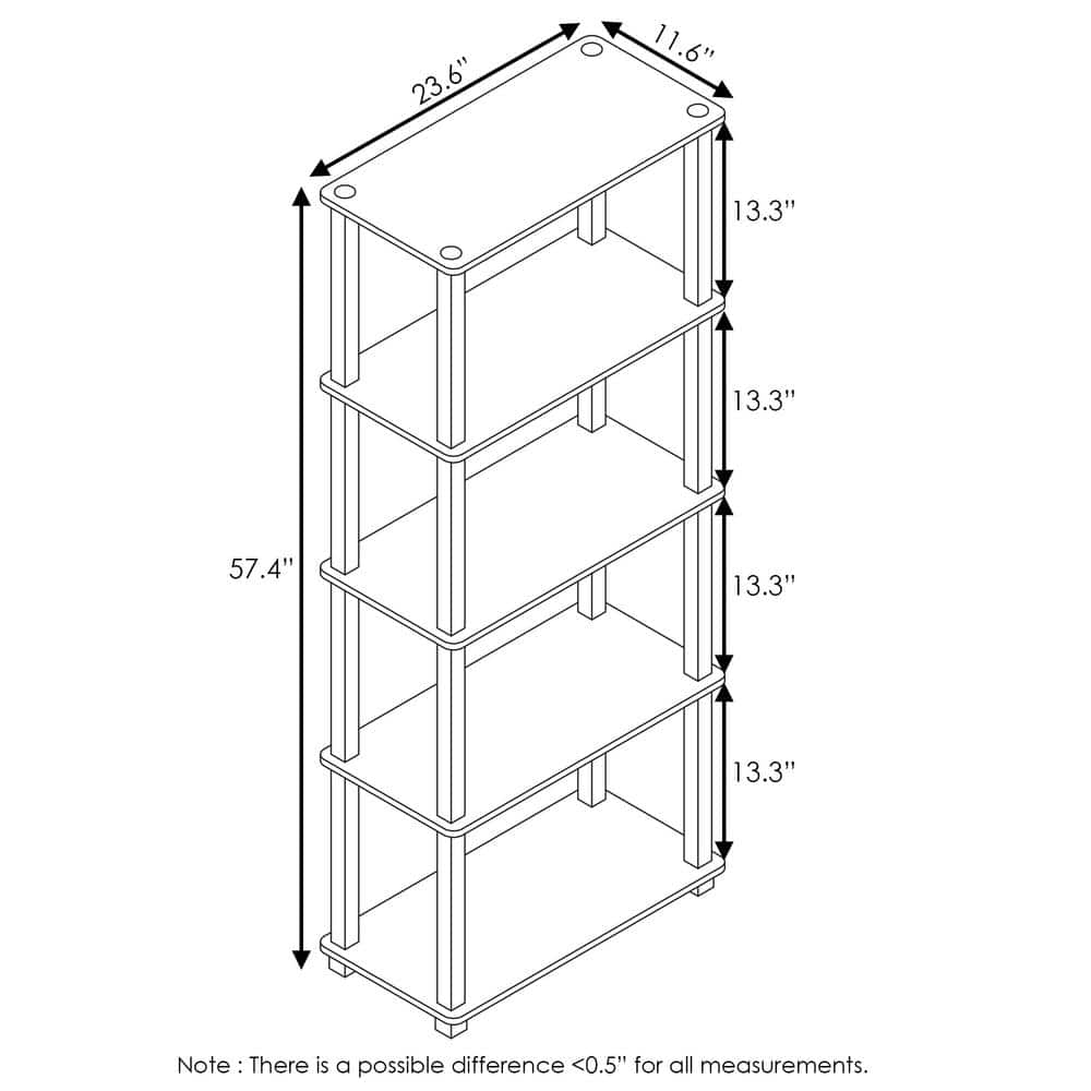 57.4 in. Tall Walnut/Brown 5-Shelves Etagere Bookcases