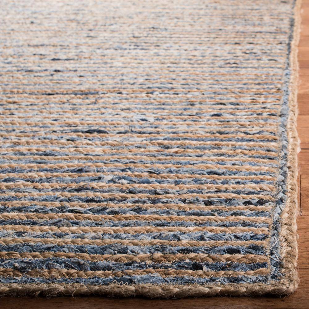 Cape Cod Natural and Blue Handmade Jute Area Rug 3'x5'