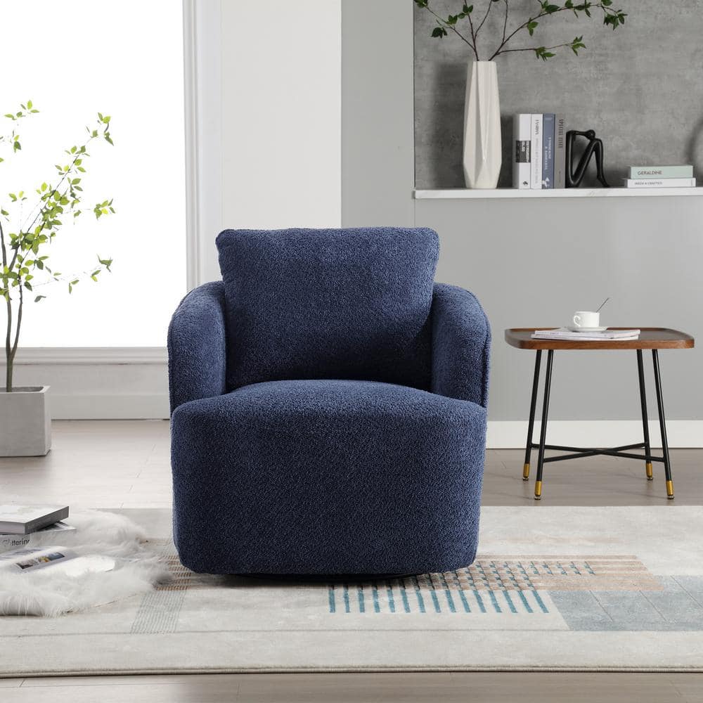 30.3 in. W Navy Boucle Upholstered Swivel Accent Chair for Living Room Bedr