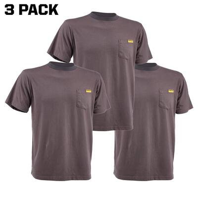 Men's Large Gray Short Sleeve Pocket T-Shirt (3-Pack)
