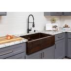 Dual Mount Copper 33 in. 0-Hole Double Bowl 50/50 Kitchen Apron Sink with Short Divide and Drain in Oil Rubbed Bronze
