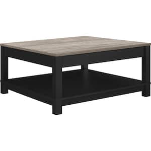 Viola 36 in. Black/Brown Medium Square MDF Coffee Table with Shelf