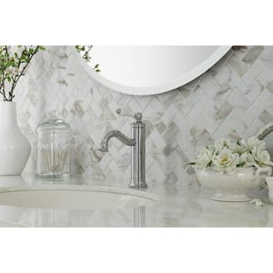 Courant Single-Handle Single Hole Bathroom Faucet with Deckplate and Drain Kit in Polished Chrome with Porcelain Handle