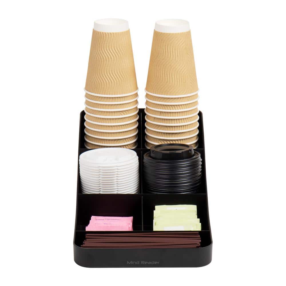 Mind Reader Black 7-Compartment Coffee Condiment Organizer