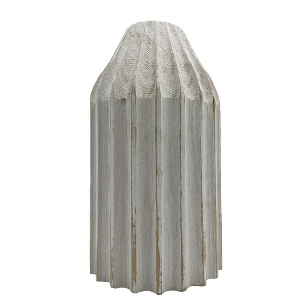 castellousa 10" White Decorative Wood Geometric Vase