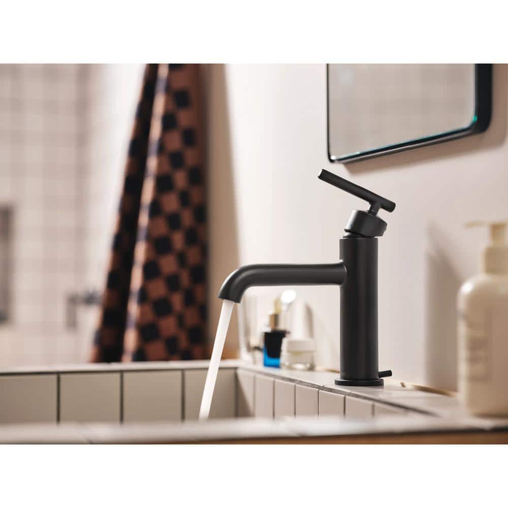 Matte Black Metal Single Hole Bathroom Faucet with Diverter