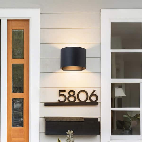 Emily 5.8 in. 2-Light Black LED Outdoor Wall Sconce