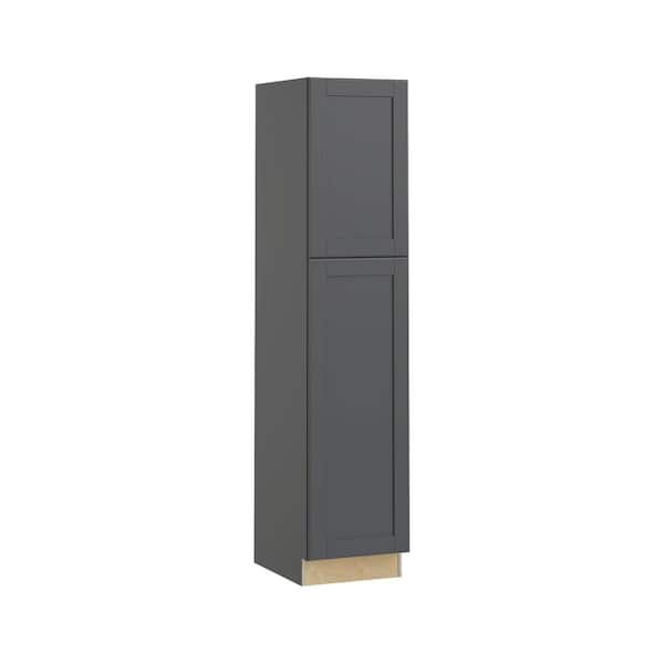 Home Decorators Collection Washington 18 in. W x 21 in. D x 84 in. H Assembled Plywood Vanity Linen Bath Cabinet in Onyx with Soft Close RH