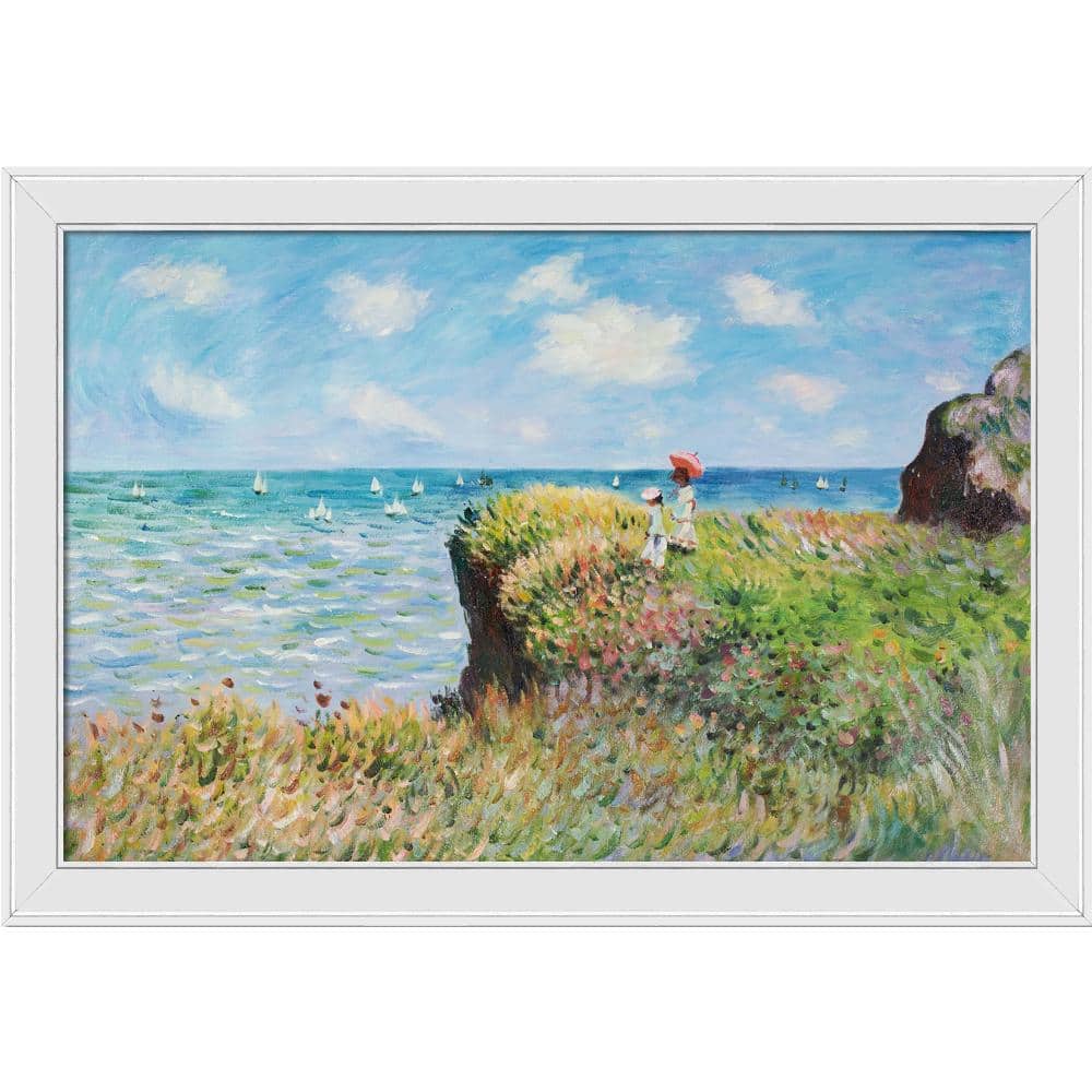 LA PASTICHE Cliff Walk at Pourville by Claude Monet Galerie White Framed  Nature Oil Painting Art Print 28 in. x 40 in. MON1857-FR-26240924X36 - The  