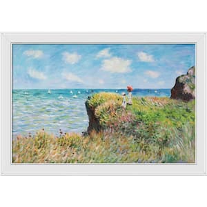 Cliff Walk at Pourville by Claude Monet Galerie White Framed Nature Oil Painting Art Print 28 in. x 40 in.