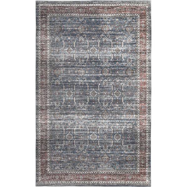 Rug Branch Emir Collection Traditional Oriental Water-Repellent Blue 5 ft. 3 in. x 7 ft. 7 in. Area Rug (5 ft. x 8 ft.)