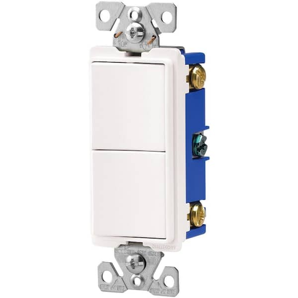 Eaton 15 Amp Two Single Pole Combination Decorator Light Switch - White