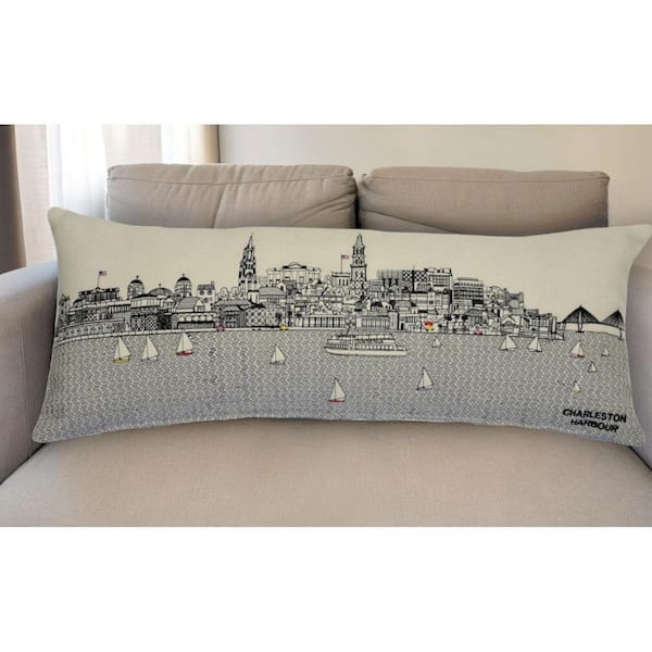 HomeRoots Cream Solid Polyester 14 in. x 35 in. Throw Pillow