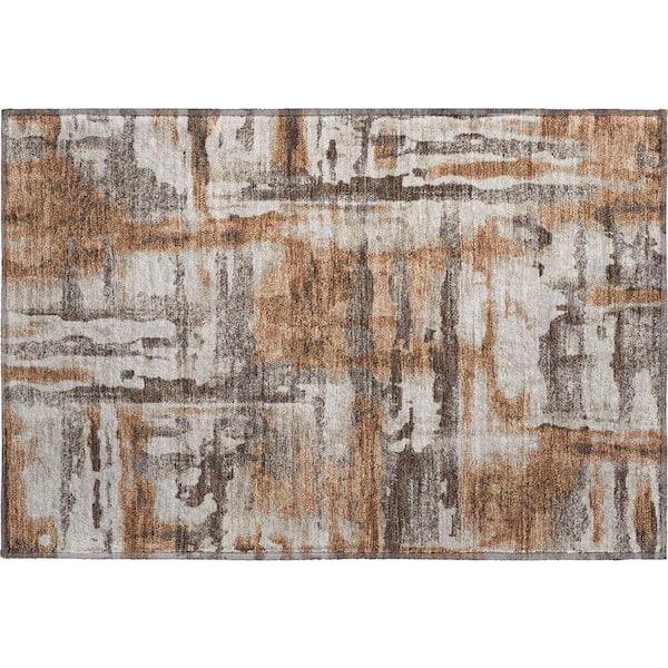 Mayfield Premium Machine Washable Abstract AMF2015 Paprika 2 ft. x 3 ft. Accent Rug