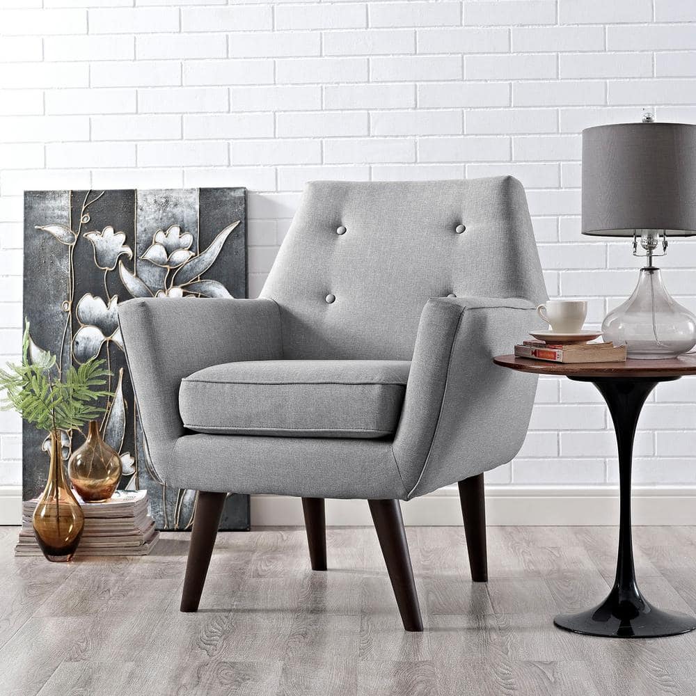 MODWAY Posit Light Gray Upholstered Armchair EEI-2136-LGR - The Home Depot